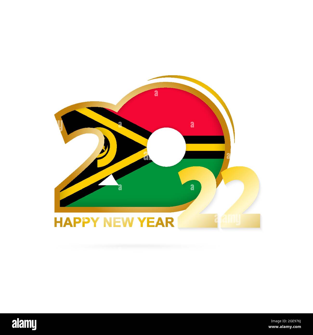 Jahr 2022 mit Vanuatu Flaggenmuster. Frohes Neues Jahr Design. Vektorgrafik. Stock Vektor