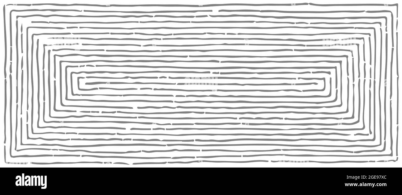Doodle-Linien-Muster auf weißem Hintergrund. Rechteckiger Geometrierahmen. Handgezeichnete Vektorgrafik Stock Vektor