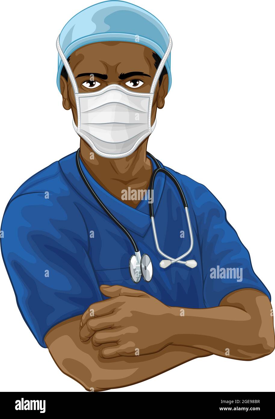 Arzt oder Krankenschwester in Scrubs Uniform und medizinische PSA Stock Vektor