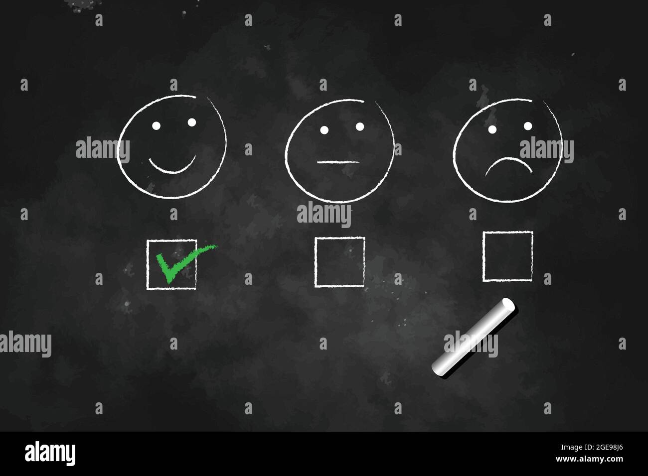 Wählen Sie „Smile Face“ emotionale Meinung, die auf einer schwarzen Tafel mit Kreidevektor-Illustrationssymbol gezeichnet ist Stock Vektor