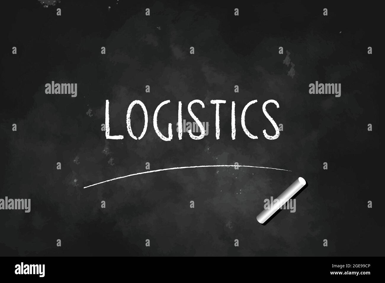 Logistik geschrieben mit Kreide auf schwarzem Brett Vektor Illustration Icon Logo Stock Vektor