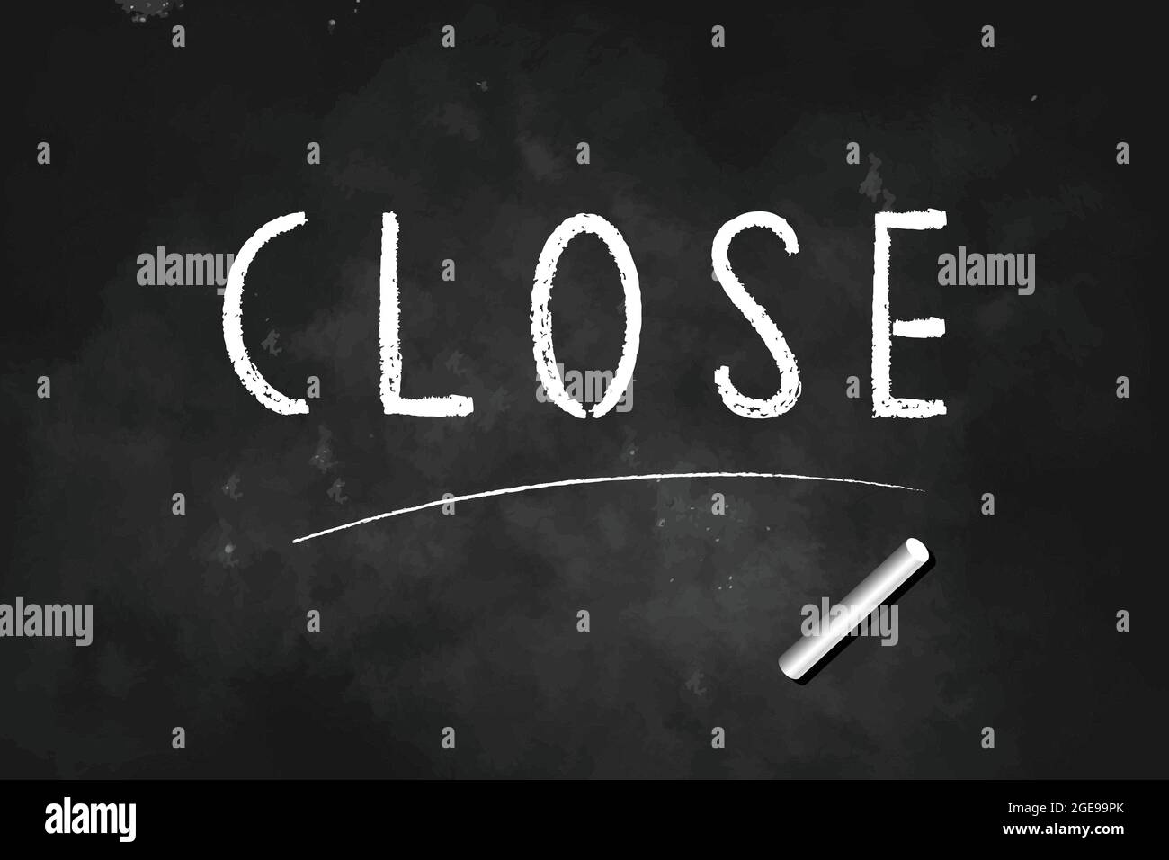 Schließen mit Kreide auf Tafel Symbol Logo Design Vektor Illustration geschrieben Stock Vektor