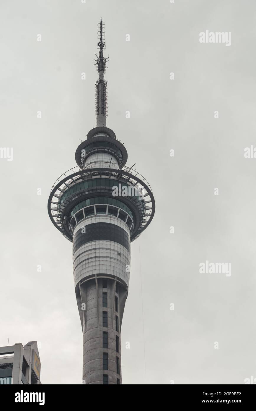 Blick auf den Funkturm in Auckland Stockfoto