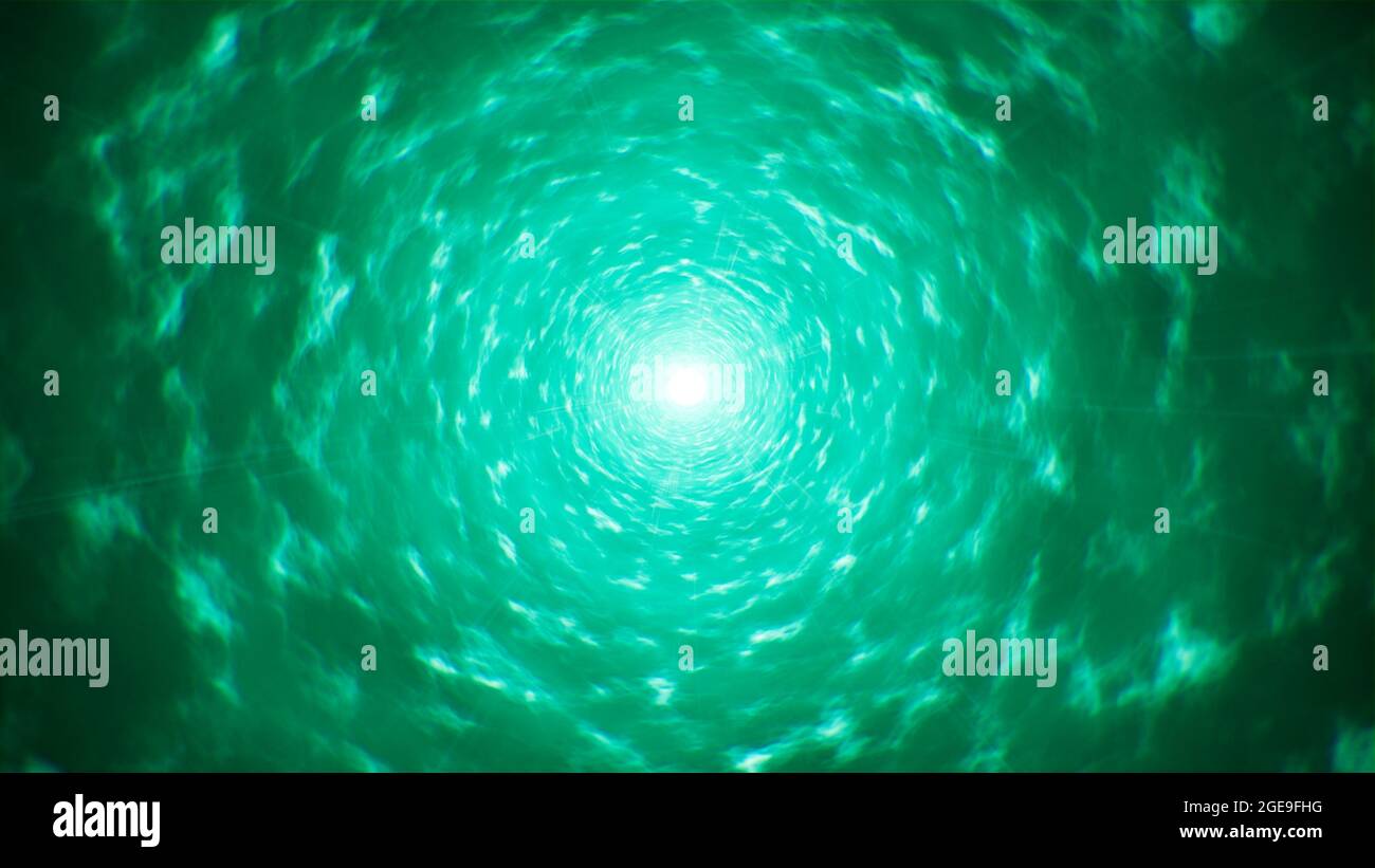 Glänzende Jadefarbe Wolke Energie Tunnel Hintergrundeffekt Stockfoto