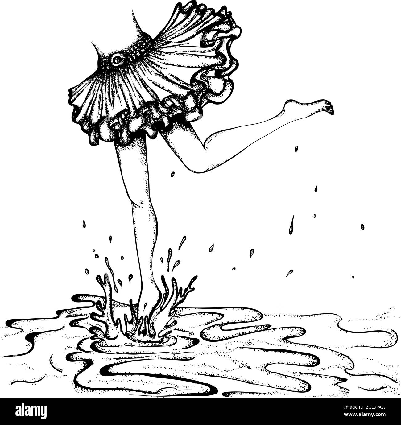 Weibliche Füße Pfützen Stock Vektor