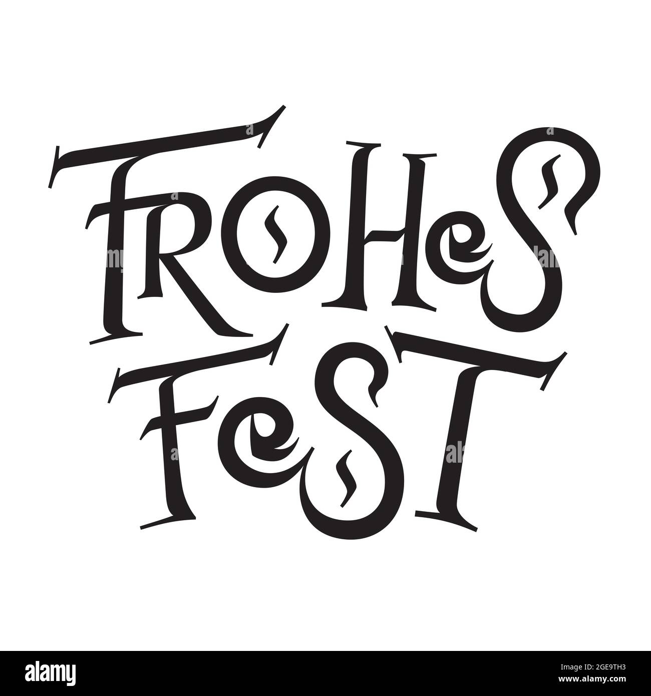 Frohes fest. Deutscher Text Happy Festival. Für frohe Weihnachten Grußkarte. Vektorschriftzug auf Basis von Flachbürsten-Kalligraphie. Moderner Stil Stock Vektor
