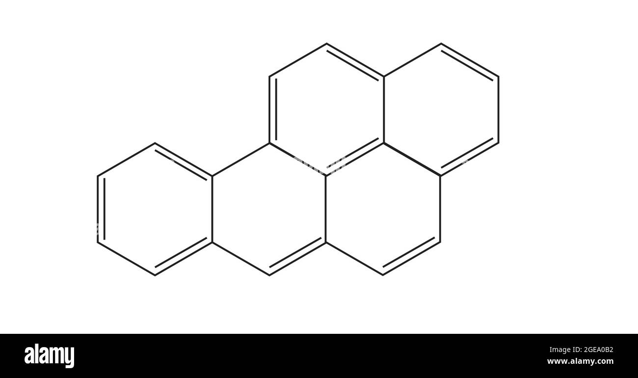 Chemische Struktur von Benzo a pyren, Anatomie von Benzo a pyren, Molekulare Struktur von Benzo a pyren, Chemische Formel von Benzo a pyren Stock Vektor