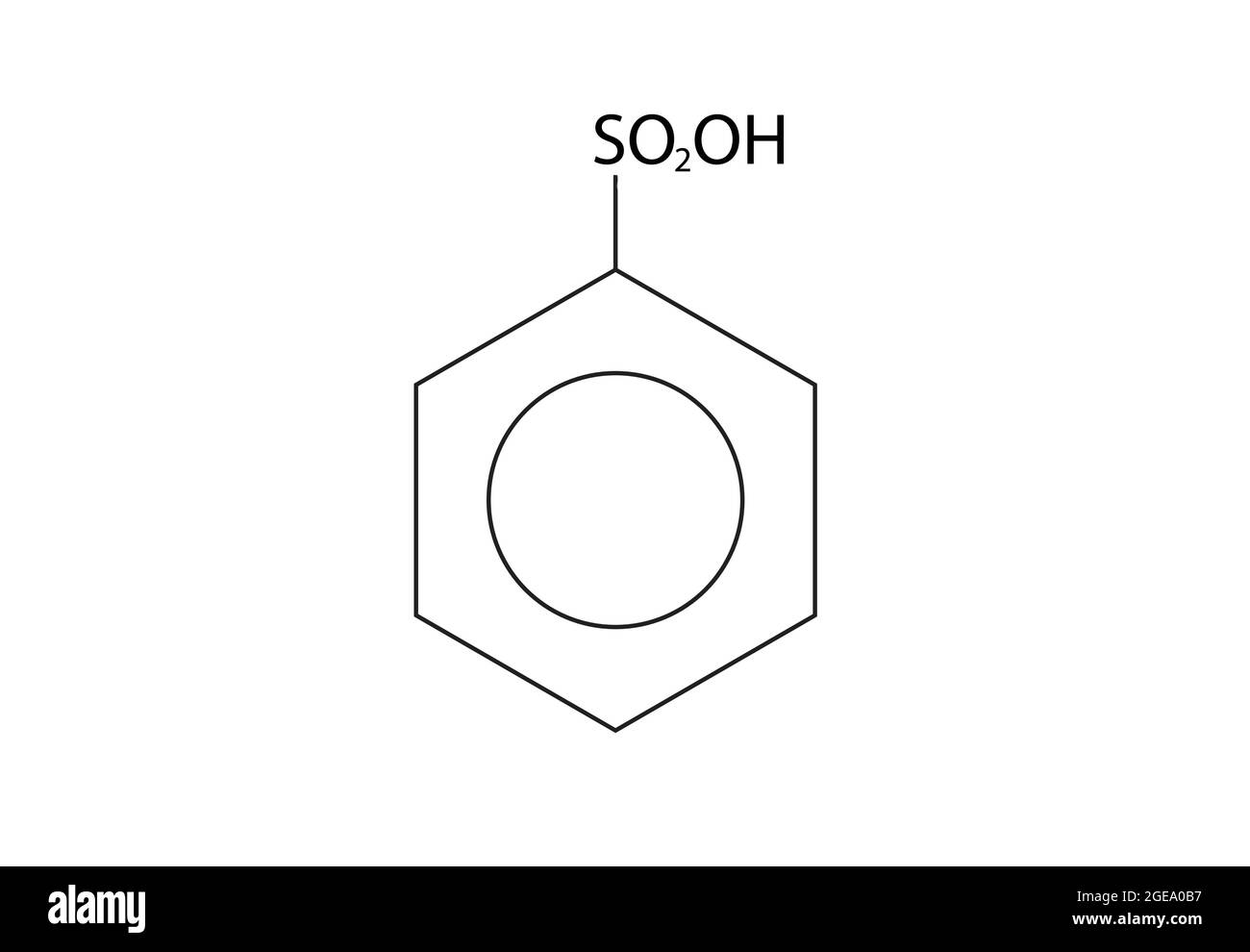 Chemische Struktur der Benzinsulfonsäure, Anatomie der Benzinsulfonsäure , Molekulare Struktur der Benzinsulfonsäure, einfachste aromatische Sulfonsäure Stock Vektor