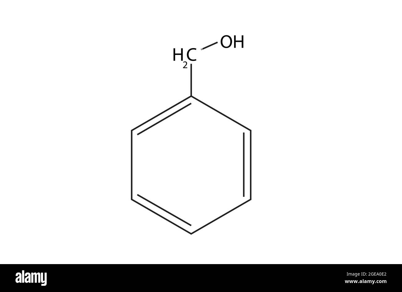 Chemische Struktur von Benzylalkohol, Anatomie von Benzylalkohol, Molekulare Struktur von Benzylalkohol, Chemische Formel von Benzylalkohol Stock Vektor