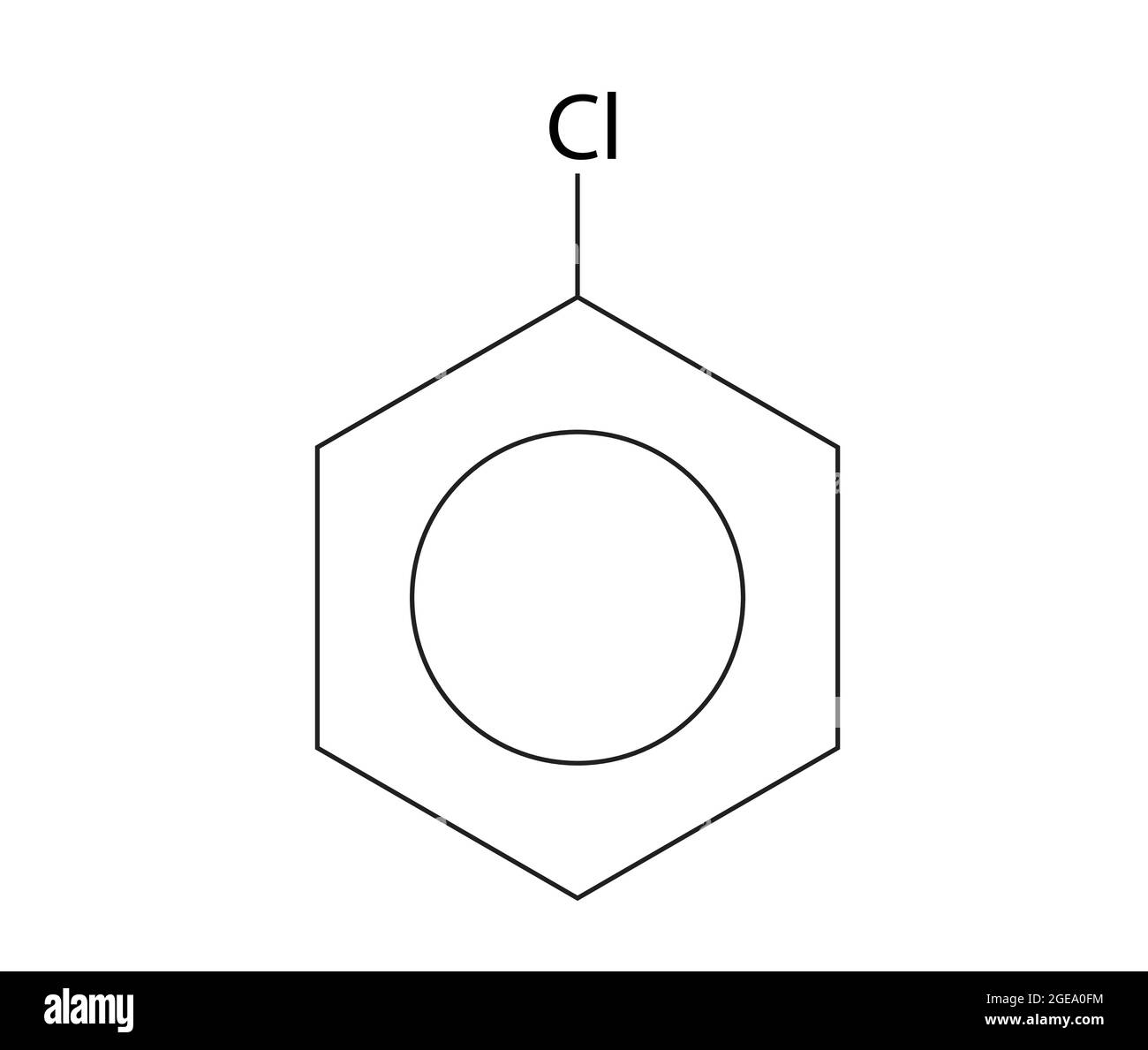 Chemische Struktur von Chlorbenzol, Anatomie von Chlorbenzol, Molekulare Struktur von   , Chemische Formel von Chlorbenzol, Chlorbenzene Struktur Stock Vektor