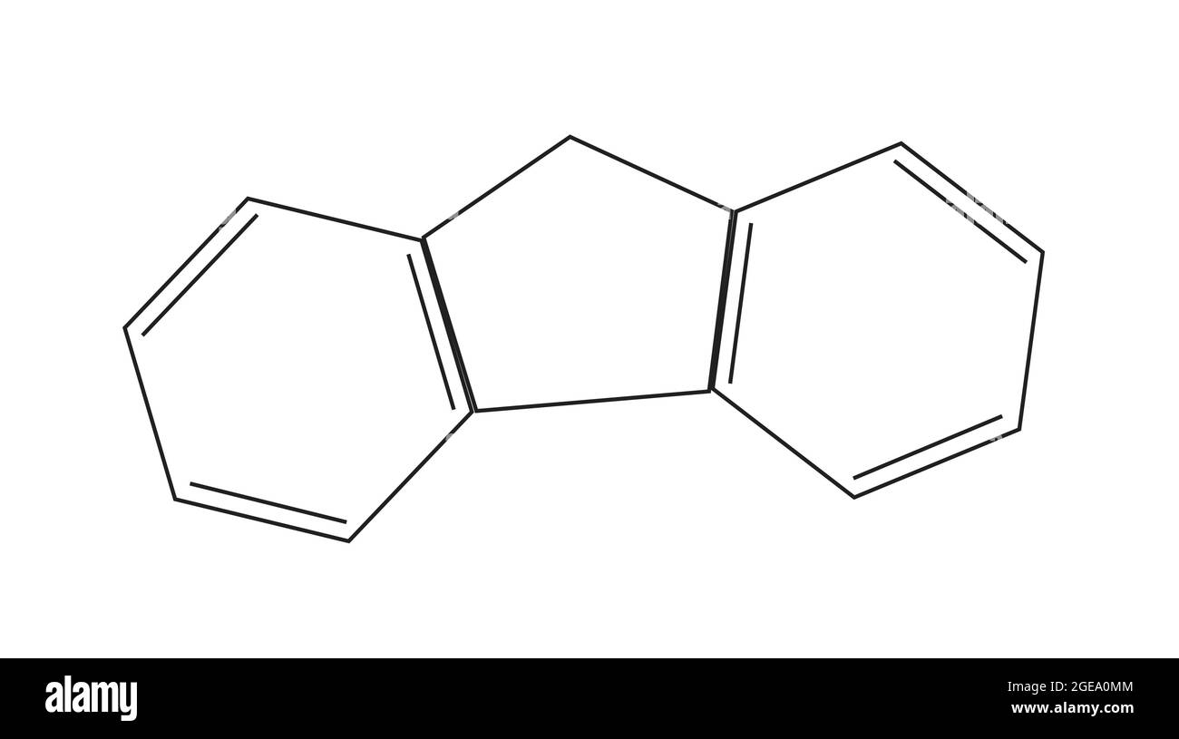 Chemische Struktur von Fluor, Anatomie von Fluor, Molekulare Struktur von Fluor, Chemische Formel von Fluor, Fluorenstruktur Stock Vektor