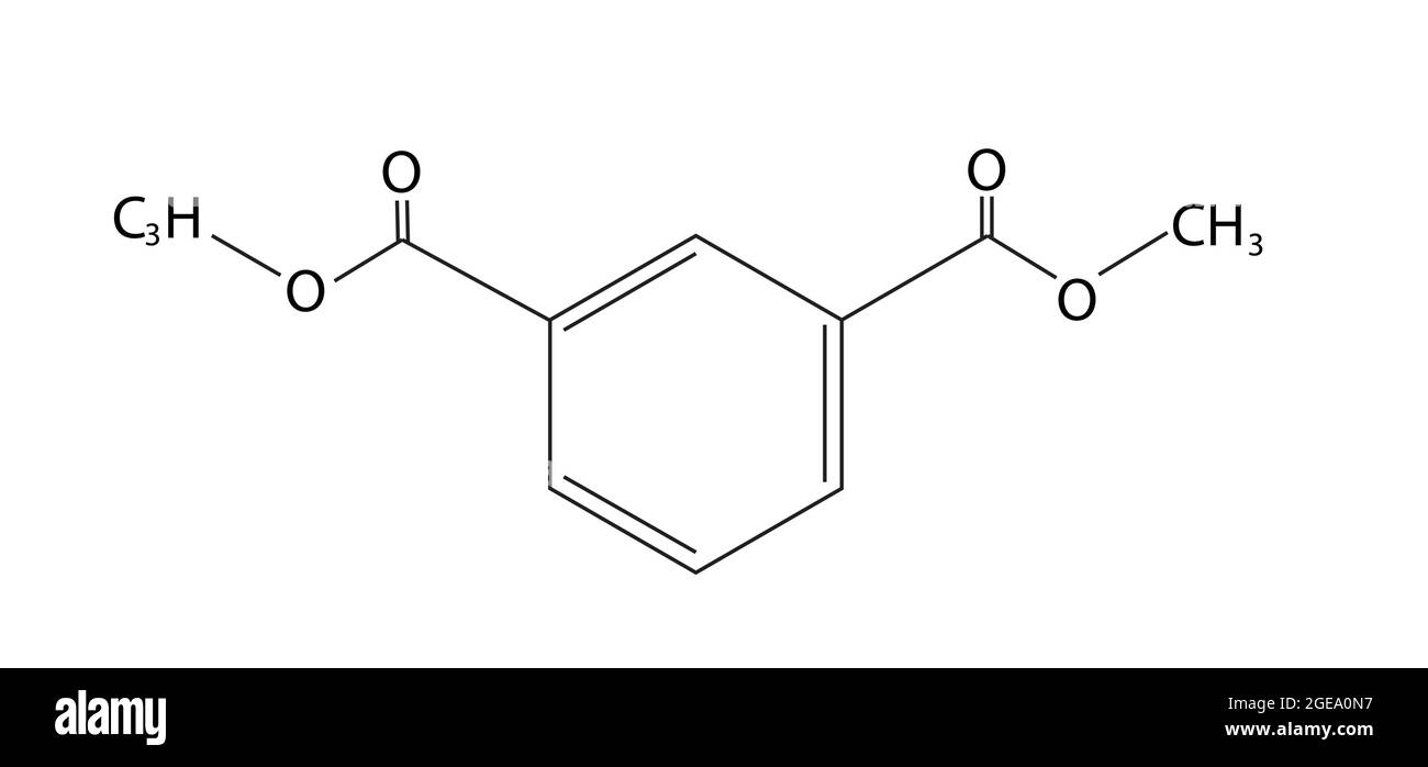 Chemische Struktur von Dimethylisophthalat, Anatomie von Dimethylisophthalat, molekulare Struktur von Dimethylisophthalat Stock Vektor