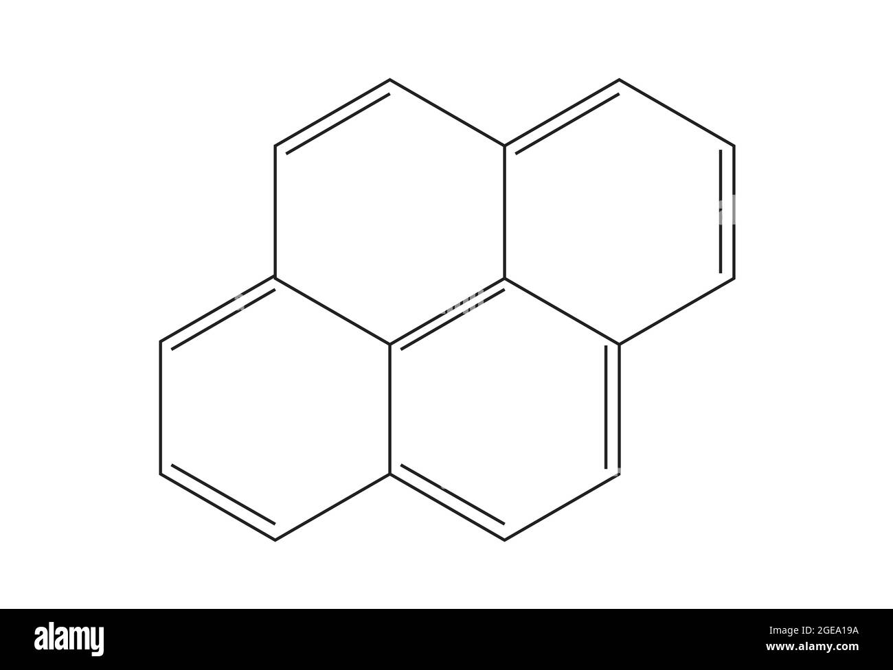 Chemische Struktur von Pyrene, Anatomie von Pyrene, Molekulare Struktur von Pyrene, Chemische Formel von Pyrene, Pyrene, vier aromatische Ringe, Kohlenwasserstoffe Stock Vektor