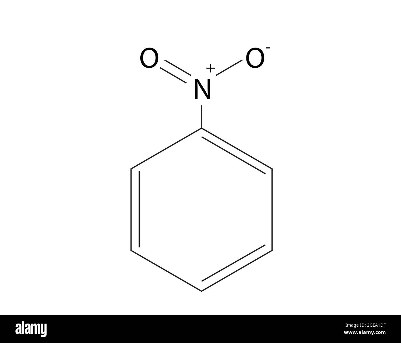 Chemische Struktur von Nitrobenzol, Anatomie von Nitrobenzol, Molekulare Struktur von Nitrobenzol, Chemische Formel von Nitrobenzol, C6H5NO2 Stock Vektor