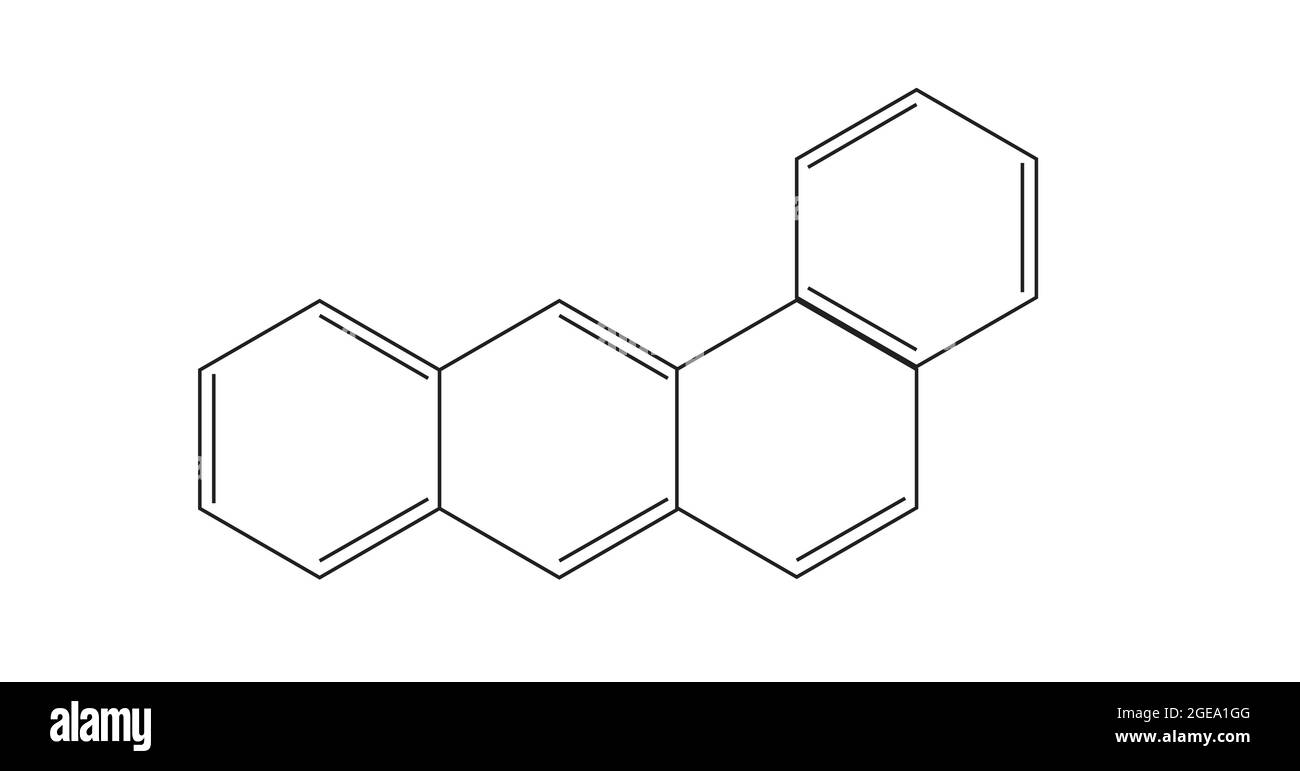 Chemische Struktur von Benz [A] Anthracen, Anatomie von Benz [A] Anthracen, Molekulare Struktur Benz [A] Anthracen , Chemische Formel von Anthracen Stock Vektor