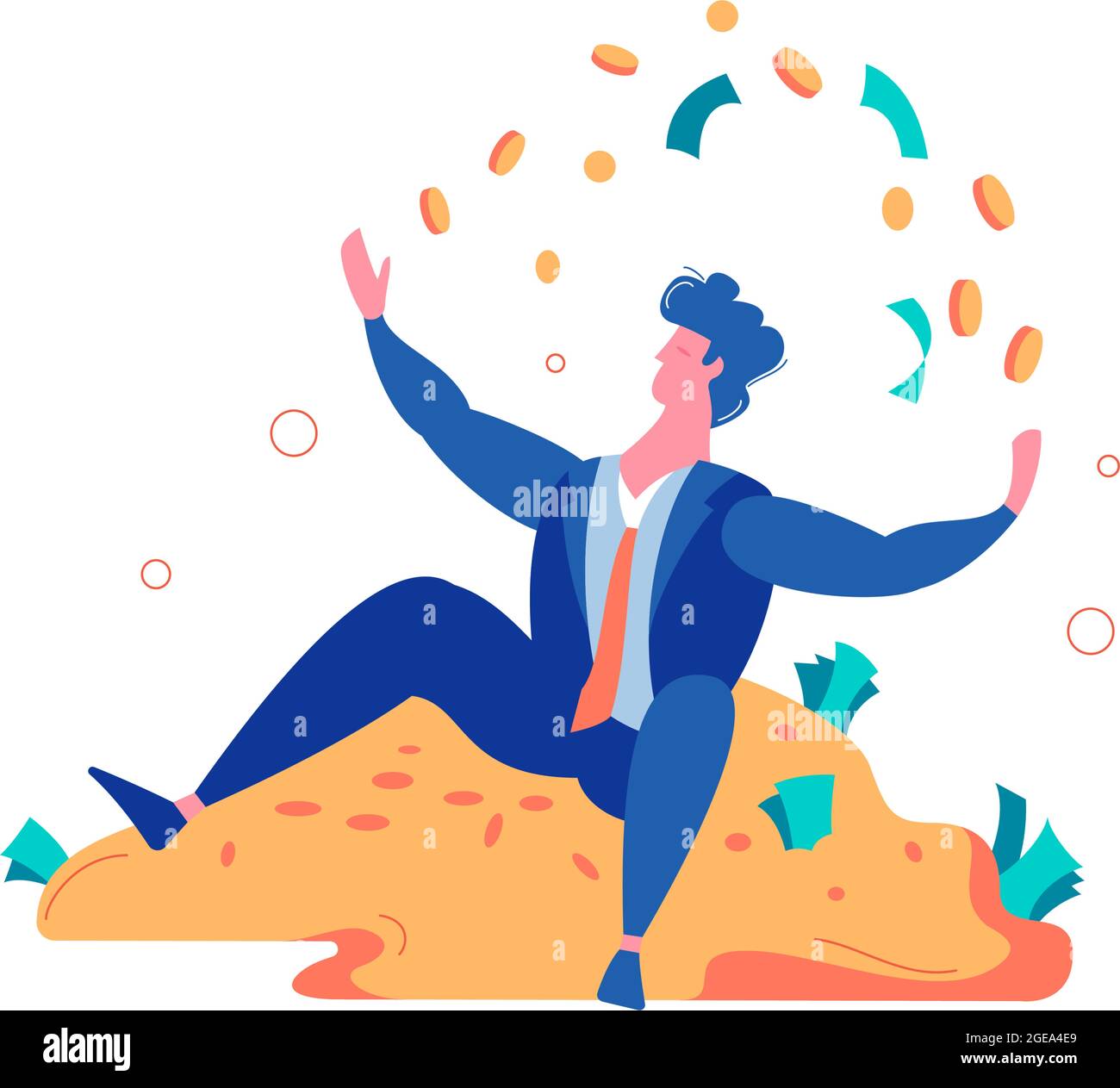 Verlierer Scheitern Erfolg Gewinnende Geschaftsleute Komposition Mit Mannlichen Charakter Sitzt Auf Goldenen Stapel Vektor Illustration Stock Vektorgrafik Alamy