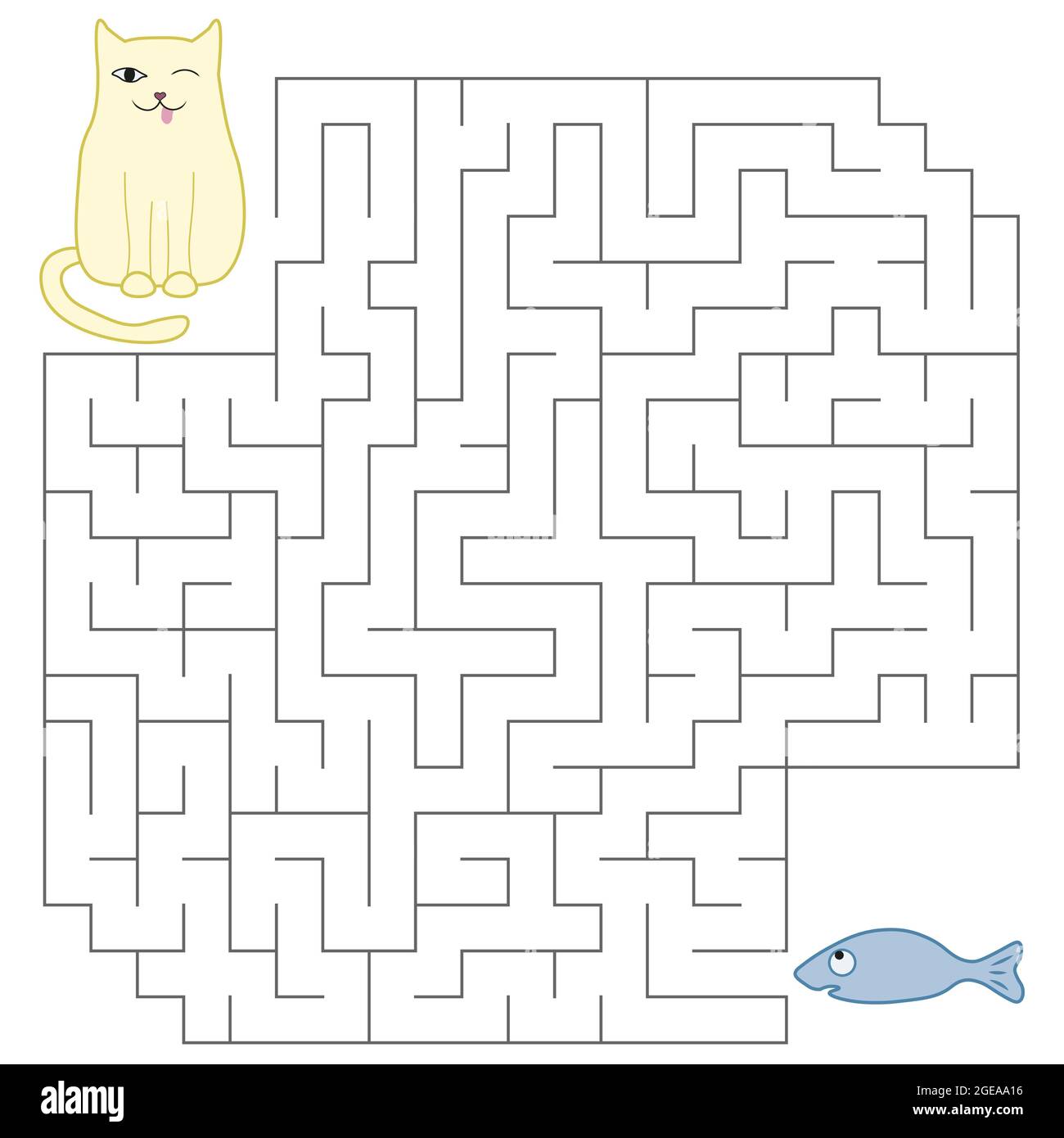 Labyrinth für Kinder. Der Weg der Katze zu den Fischen Stock Vektor