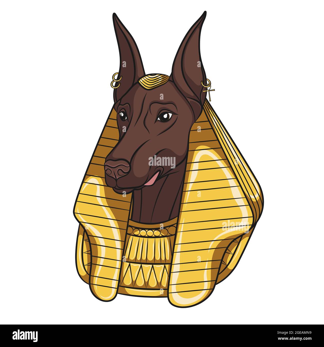 Farbvektorbild Anubis. Isoliertes Objekt auf weißem Hintergrund. Stock Vektor