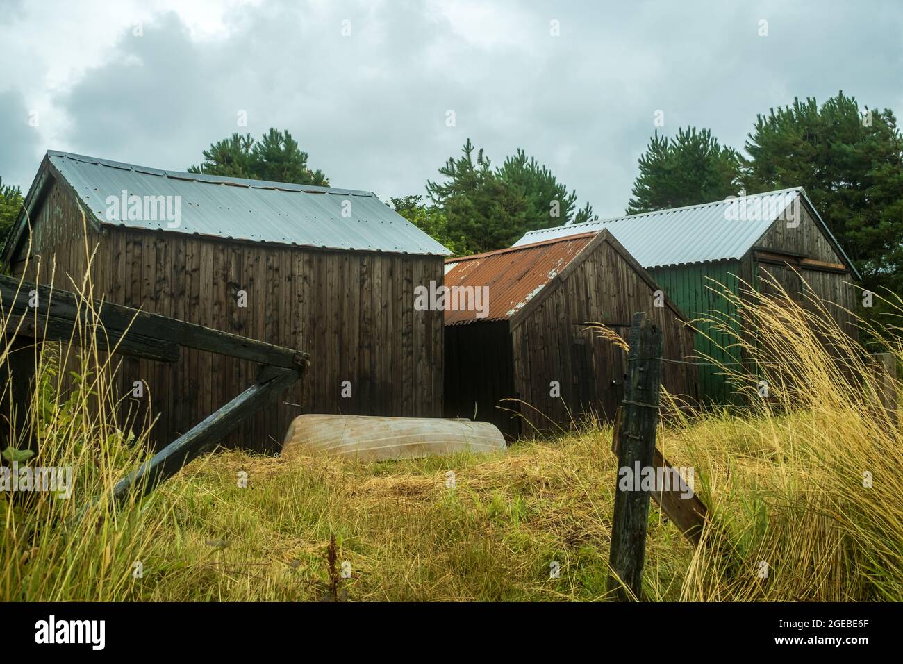 Alte hölzerne Fischerhütten Stockfoto