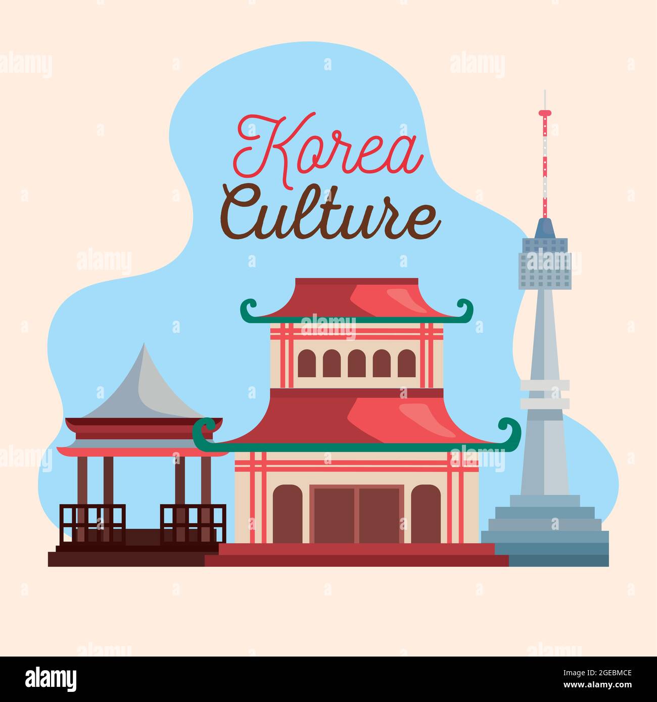 Wahrzeichen der koreanischen Kultur Stock Vektor