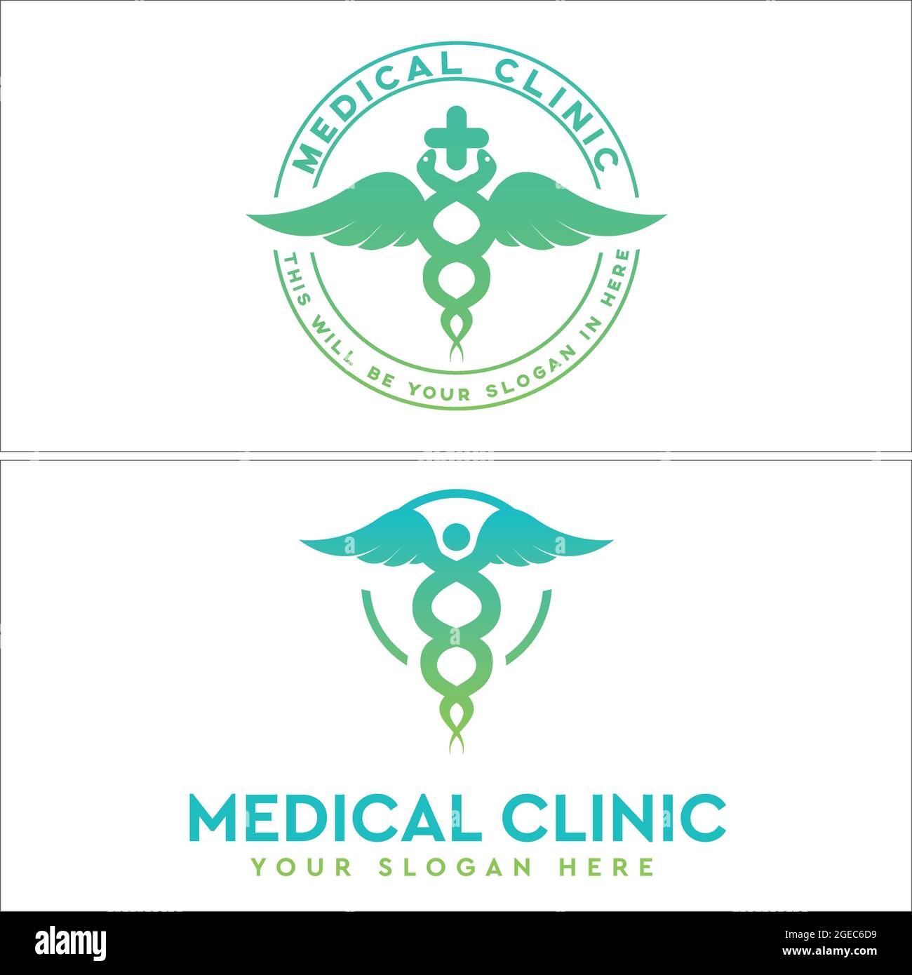 Caduceus oder Rod Asclepius medizinisches Symbol-Logo Stock Vektor