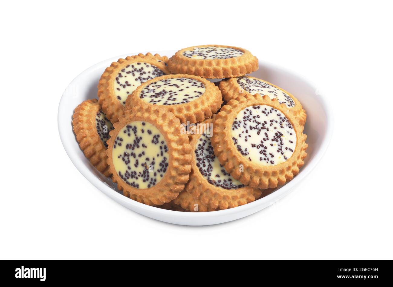 Shortbread-Kekse mit weißer und dunkler Schokolade in einer Schüssel ...