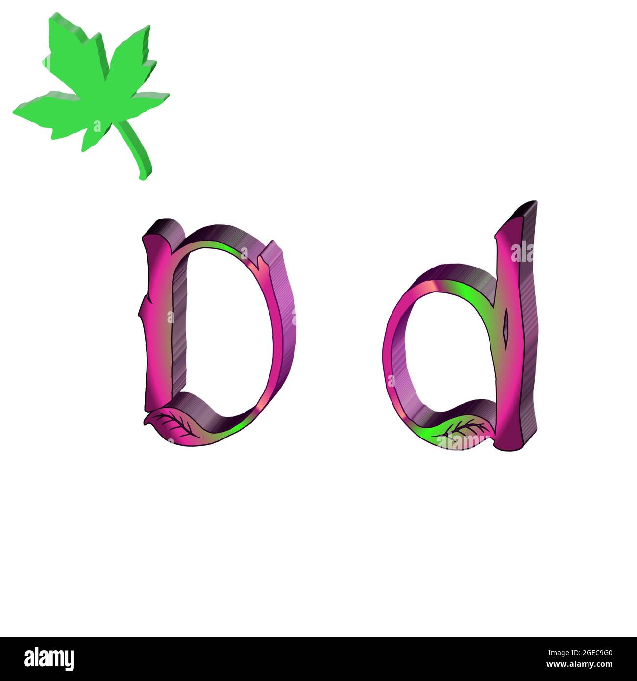 Großbuchstabe D Bunte 3D abstrakt schönen weißen Hintergrund Stockfoto