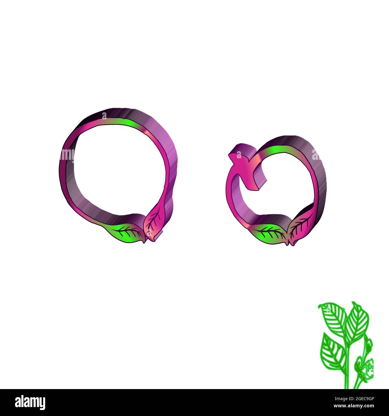 Großbuchstabe O Bunte 3D abstrakt schönen weißen Hintergrund Stockfoto