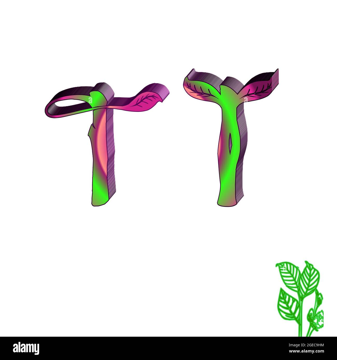 Großbuchstabe T Bunte 3D abstrakt schönen weißen Hintergrund Stockfoto