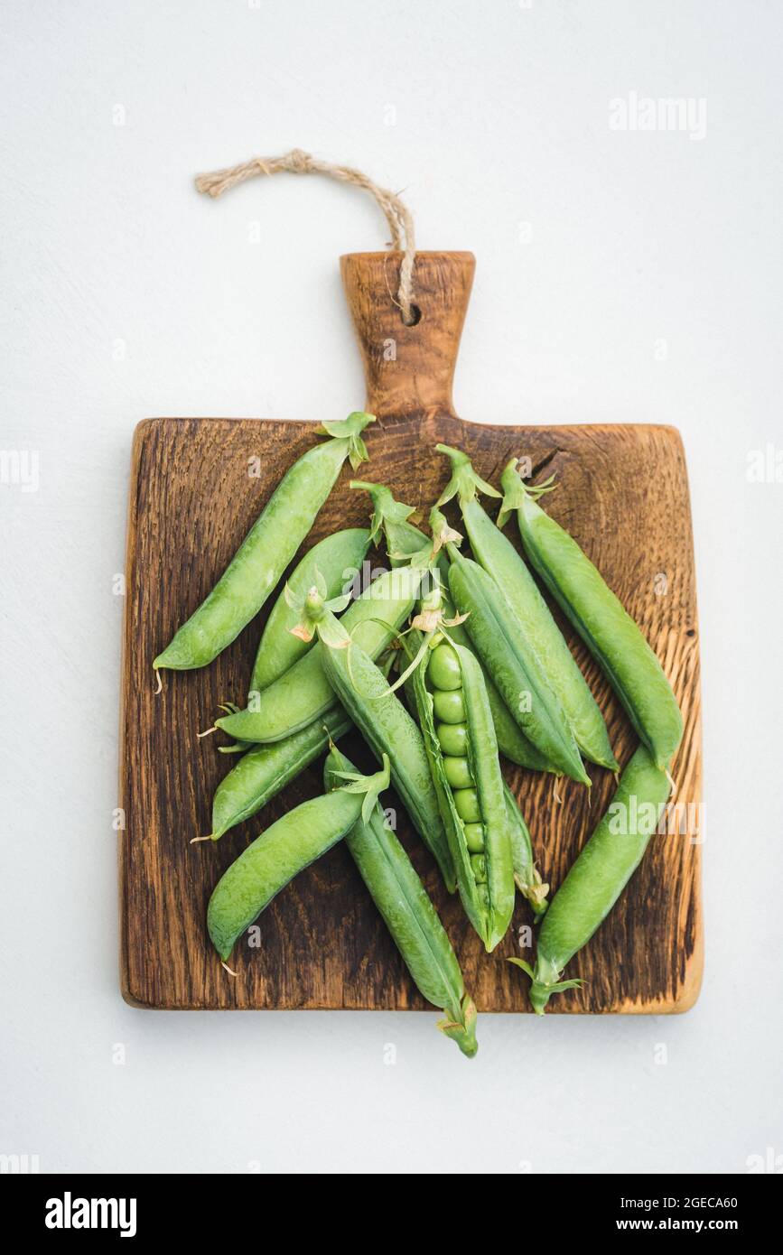 Nahaufnahme von Erbsen Stockfoto