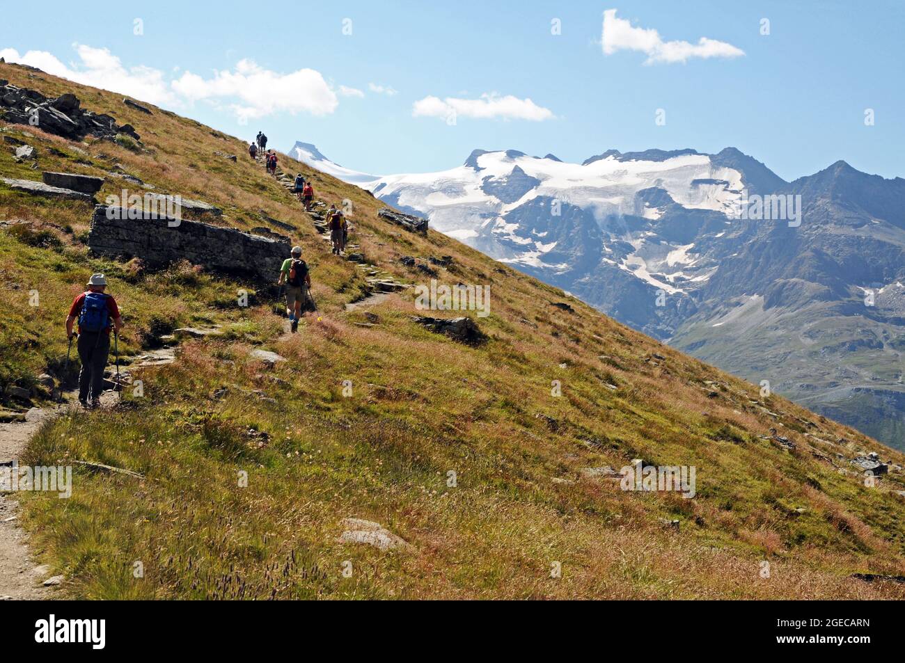 Lungo il sentiero balcone tra il col de l'Iseran e il Refuge du Carrò nelle alpi Cozie francesi Stockfoto