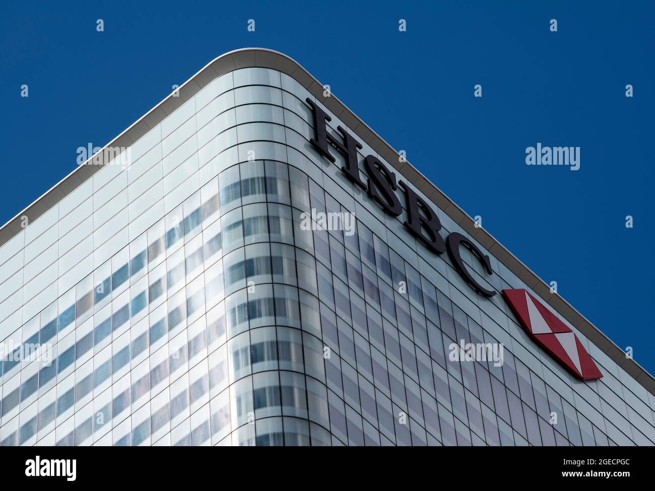 Blick auf den HSBC Tower, Canada Square in Canary Wharf London, England Stockfoto