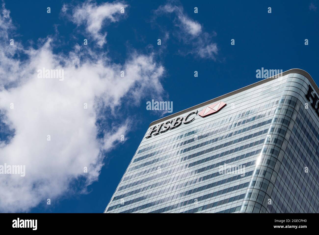 Blick auf den HSBC Tower, Canada Square in Canary Wharf London, England Stockfoto