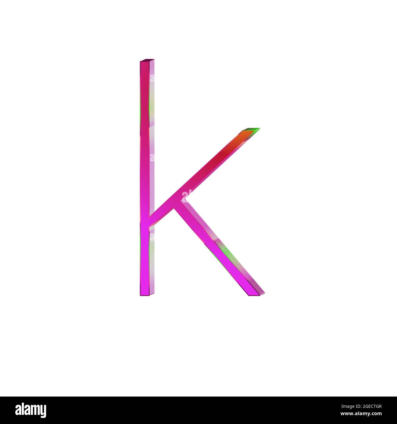 Kleiner Buchstabe k bunte 3D Alphabete abstrakt schönen weißen Hintergrund Stockfoto
