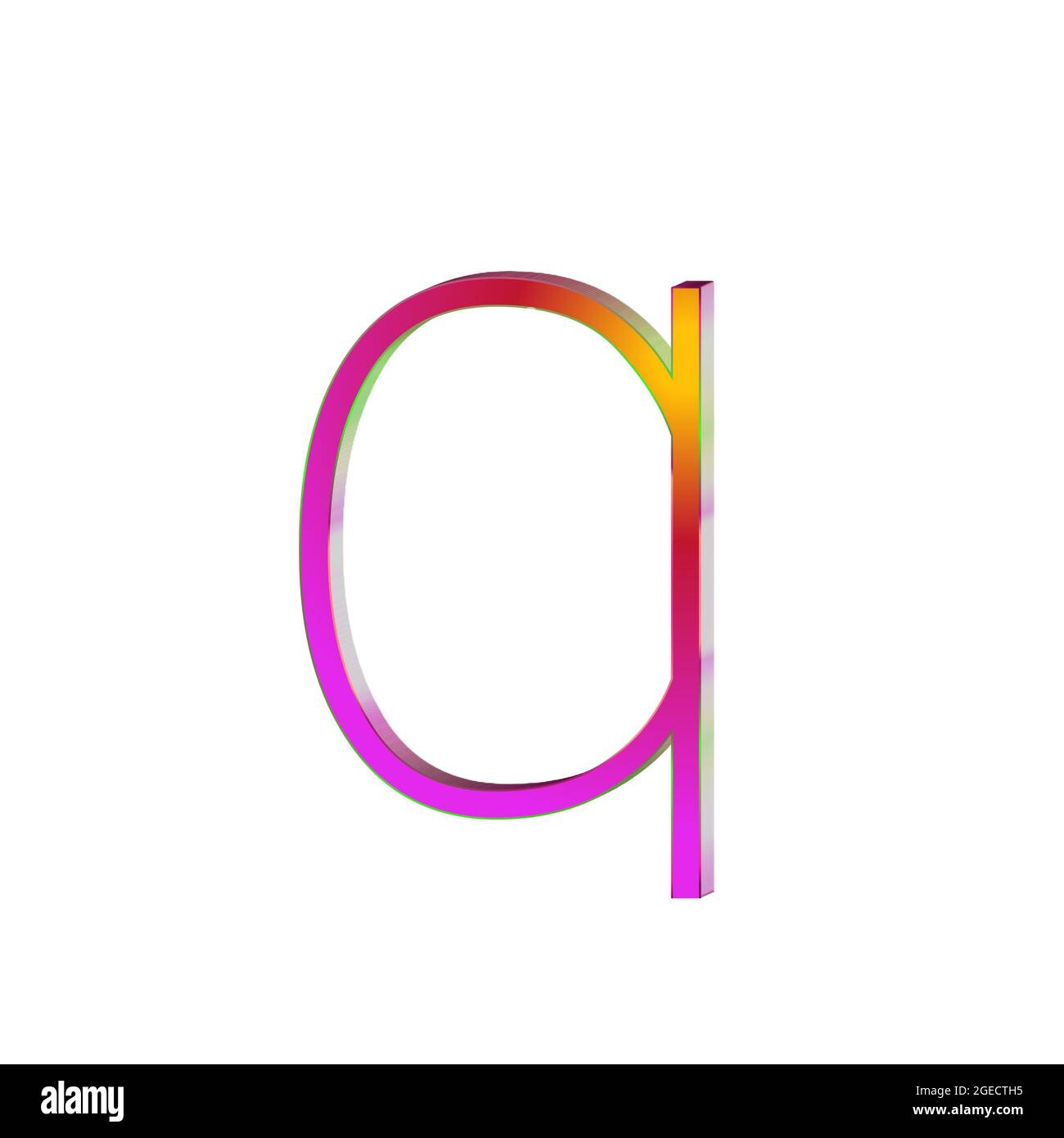 Kleiner Buchstabe q bunte 3D Alphabete abstrakt schönen weißen Hintergrund Stockfoto