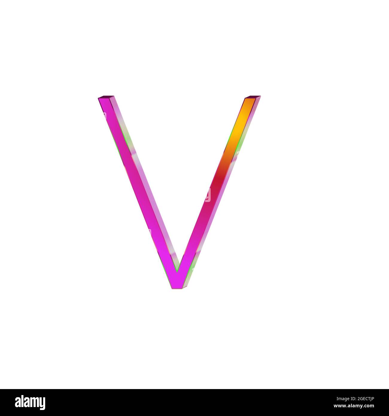 Kleiner Buchstabe V bunte 3D Alphabete abstrakt schönen weißen Hintergrund Stockfoto
