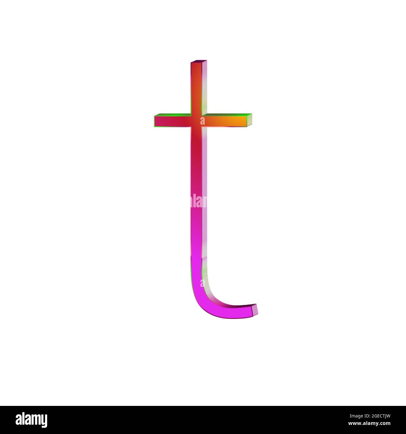 Kleiner Buchstabe t bunte 3D Alphabete abstrakt schönen weißen Hintergrund Stockfoto