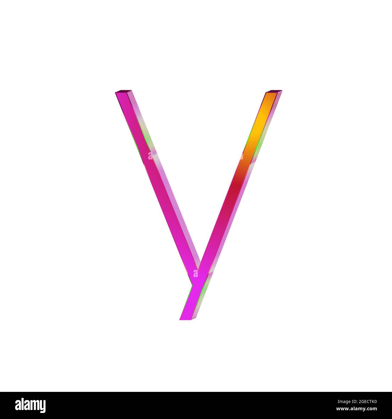 Kleine Buchstaben y bunte 3D Alphabete abstrakt schönen weißen Hintergrund Stockfoto