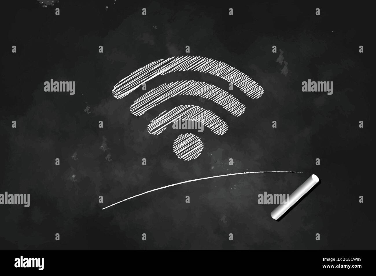 Wi-Fi-Signalbereich mit weißer Kreide auf Tafel Vektorgrafik Symbol gezeichnet Stock Vektor