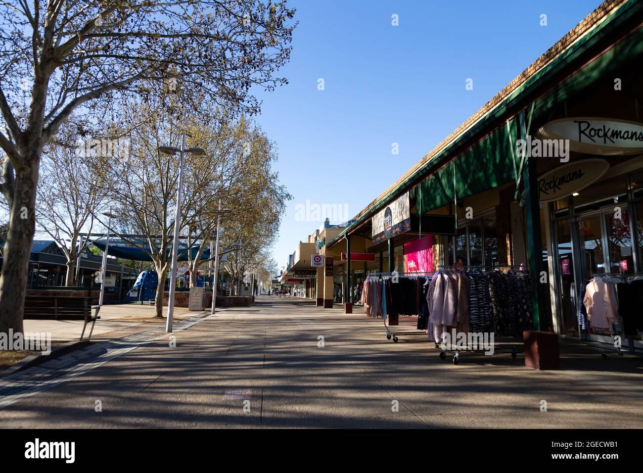 Shepparton, Australien, 16. September 2020. Ein Blick auf die leeren Straßen von Shepparton während der COVID-19 in Melbourne, Australien. Premier Daniel Andrews gab gestern bekannt, dass die Region Victoria zu Schritt 3 der Roadmap übergehen wird. Für Shepparton, im Zentrum von Victoria, scheint dies zu wenig, zu spät zu sein. Kredit: Dave Hewison/Speed Media/Alamy Live Nachrichten Stockfoto