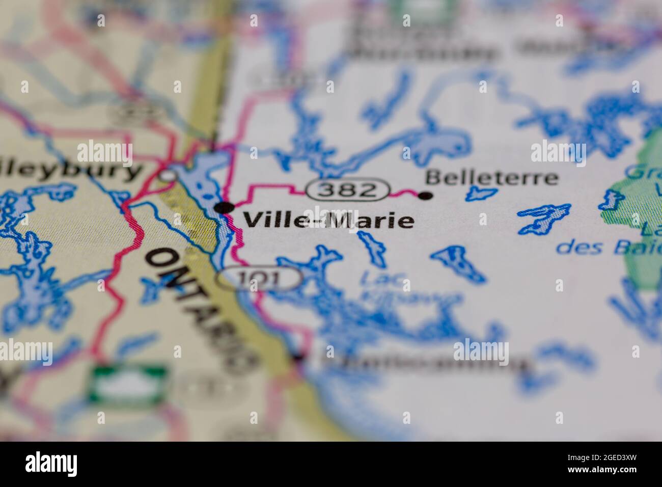 Ville-Marie Quebec Kanada auf einer Straßenkarte oder Geografie-Karte angezeigt Stockfoto