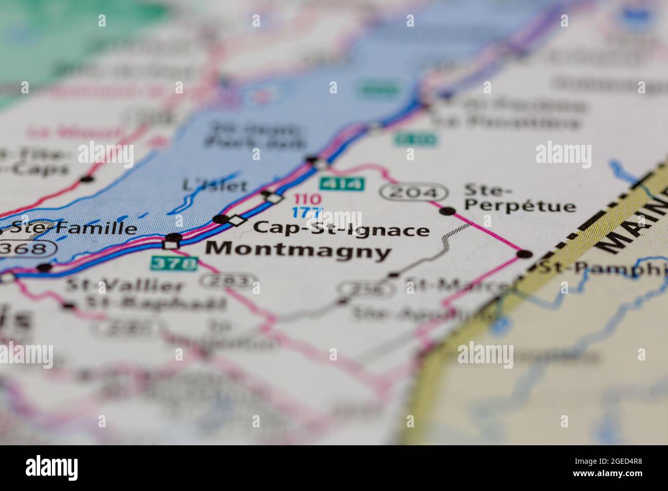 Cap-St-ignace Quebec Kanada auf einer Straßenkarte oder Geographie-Karte angezeigt Stockfoto