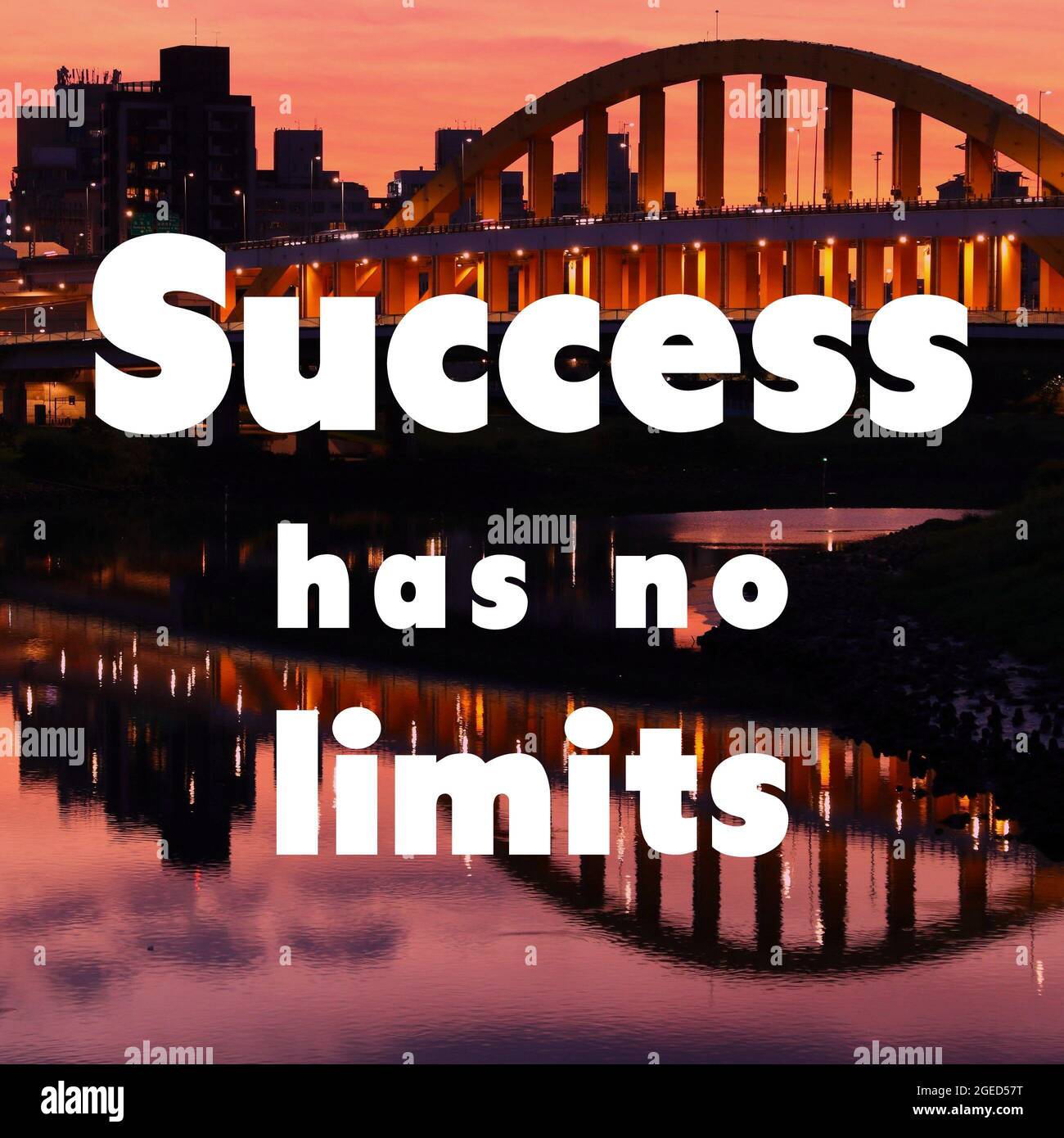 Erfolg hat keine Grenzen. Inspirierendes Poster für das Angebot am Arbeitsplatz. Erfolgsmotivation Zeichen. Stockfoto