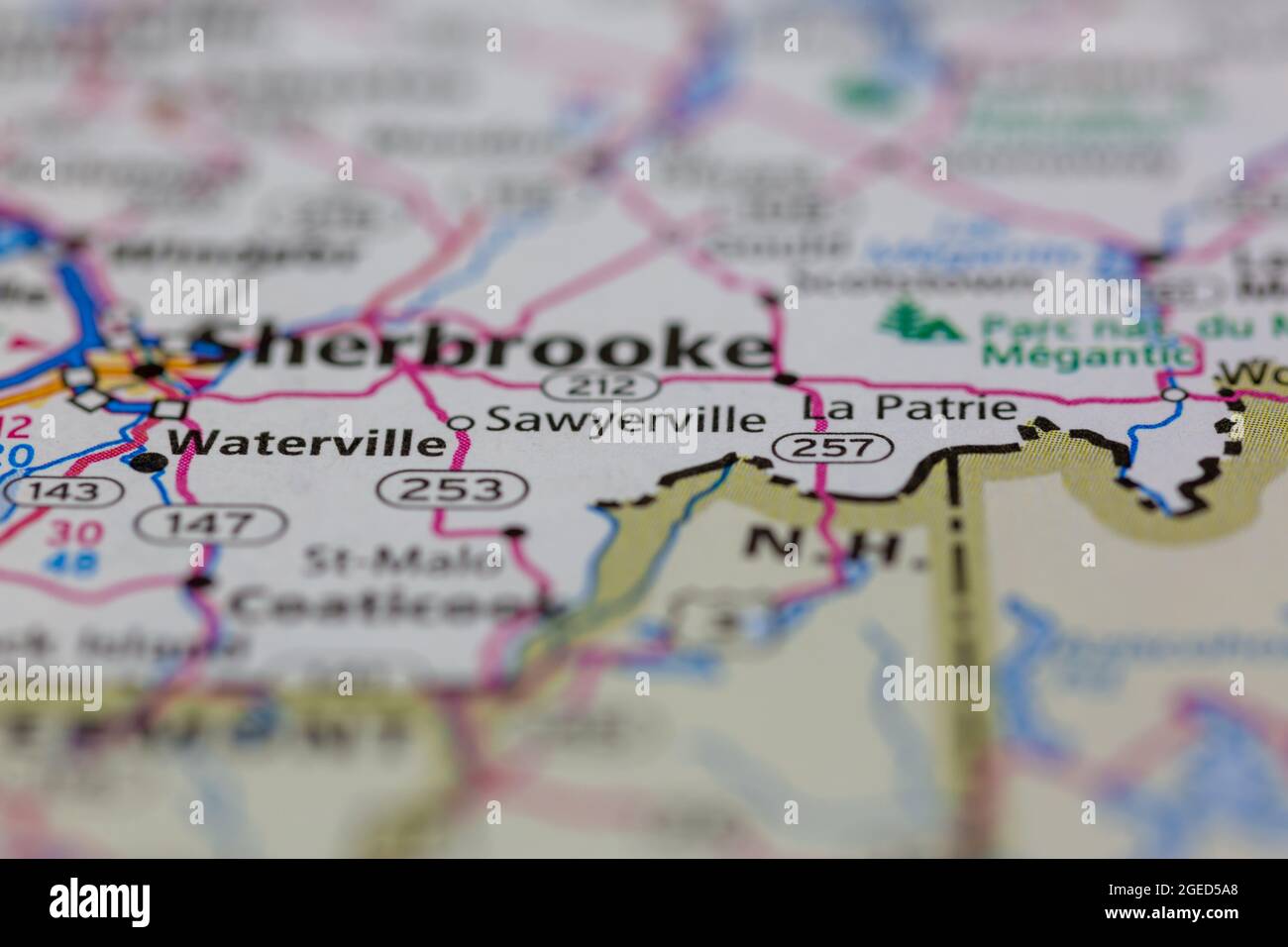 Sawyerville Quebec Kanada auf einer Straßenkarte oder Geographie-Karte angezeigt Stockfoto