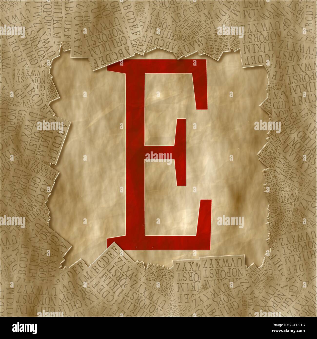 Monogramm des Großbuchstaben E , Design: Gerahmt Stockfoto