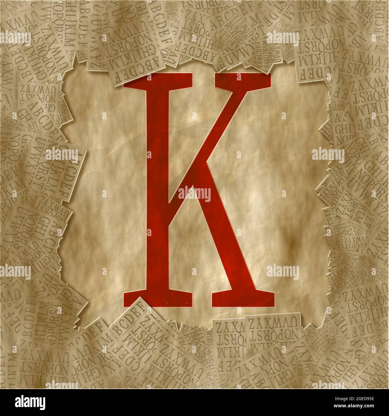 Monogramm des Großbuchstaben K , Design: Gerahmt Stockfoto