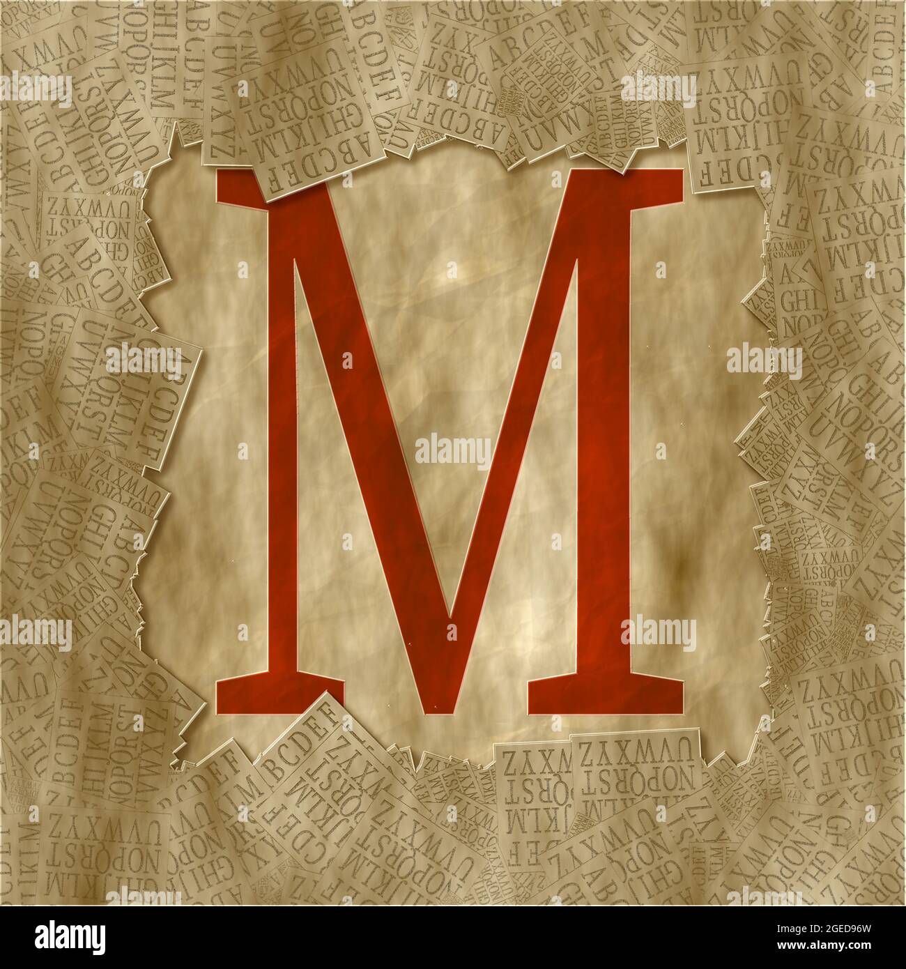 Monogramm des Großbuchstaben M , Design: Gerahmt Stockfoto