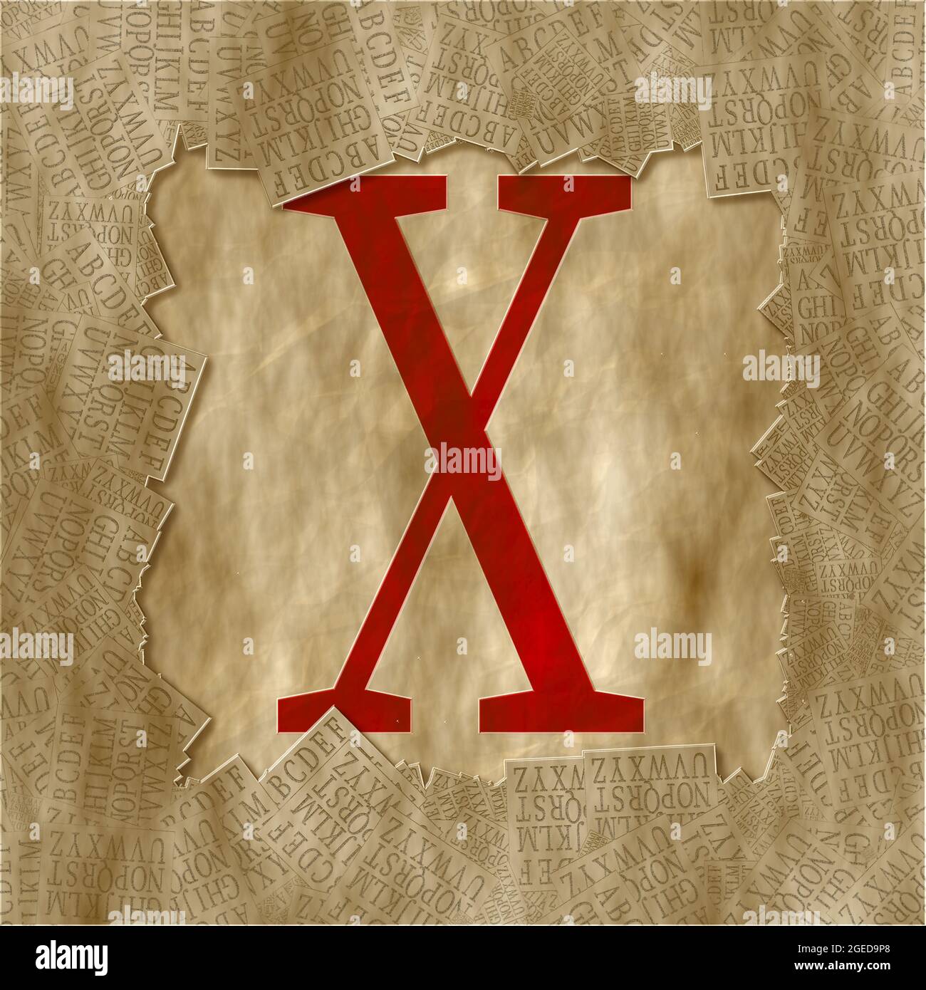 Monogramm des Großbuchstaben X , Design: Gerahmt Stockfoto