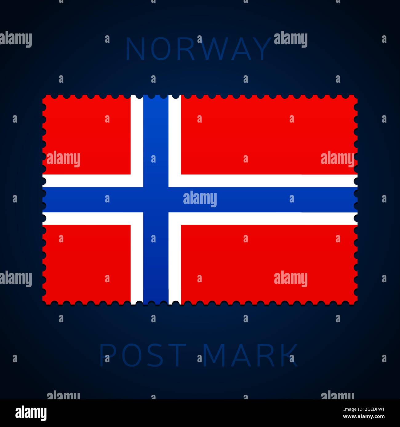 frankiermarke norwegen. National Flag Briefmarke isoliert auf weißem Hintergrund Vektor-Illustration. Stempel mit offiziellem Länderflaggenmuster und Countr Stock Vektor