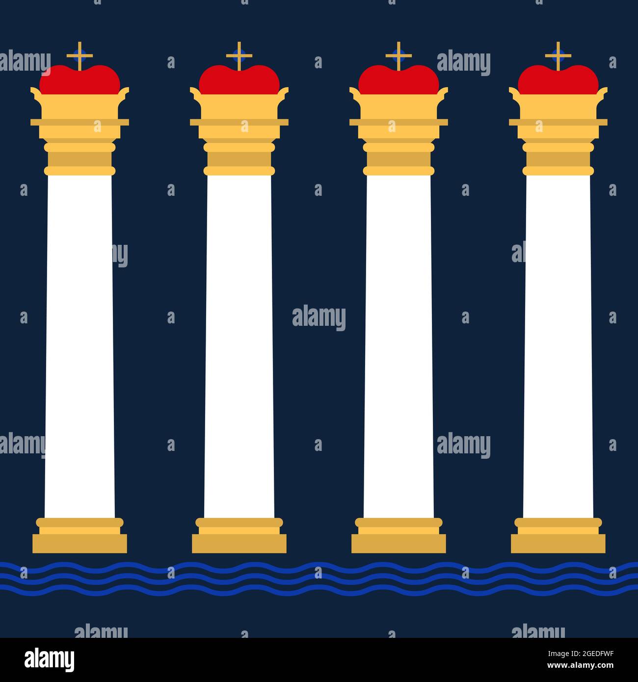 Uralte Säulen nahtloses Muster. Set von Silhouetten der klassischen Vintage-Kapitelle Vektor-Illustration Stock Vektor